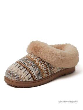 Women's Memory Foam Chenille Knit Clog Slippers Cozy House Shoes